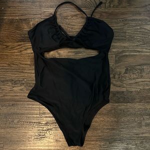 Aerie ruched cut out cheeky one piece bathing suit